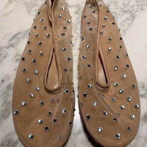 Tony Bianco Nude Rhinestone Ballet Flats